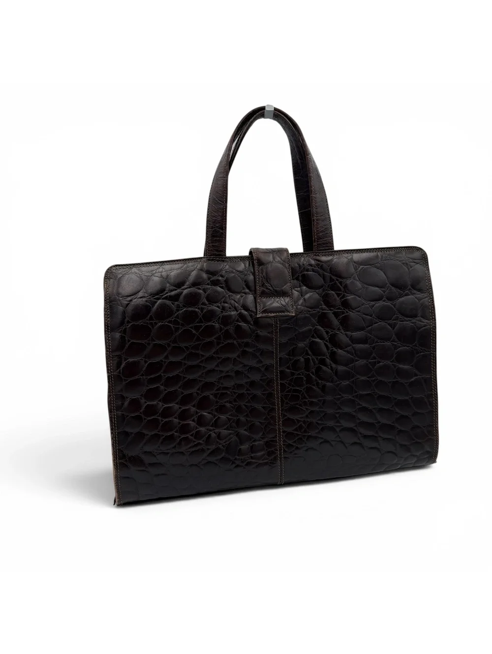 Vtg Francesco Biasia Genuine Leather Crocodile Embossed Tote Bag Made in Italy